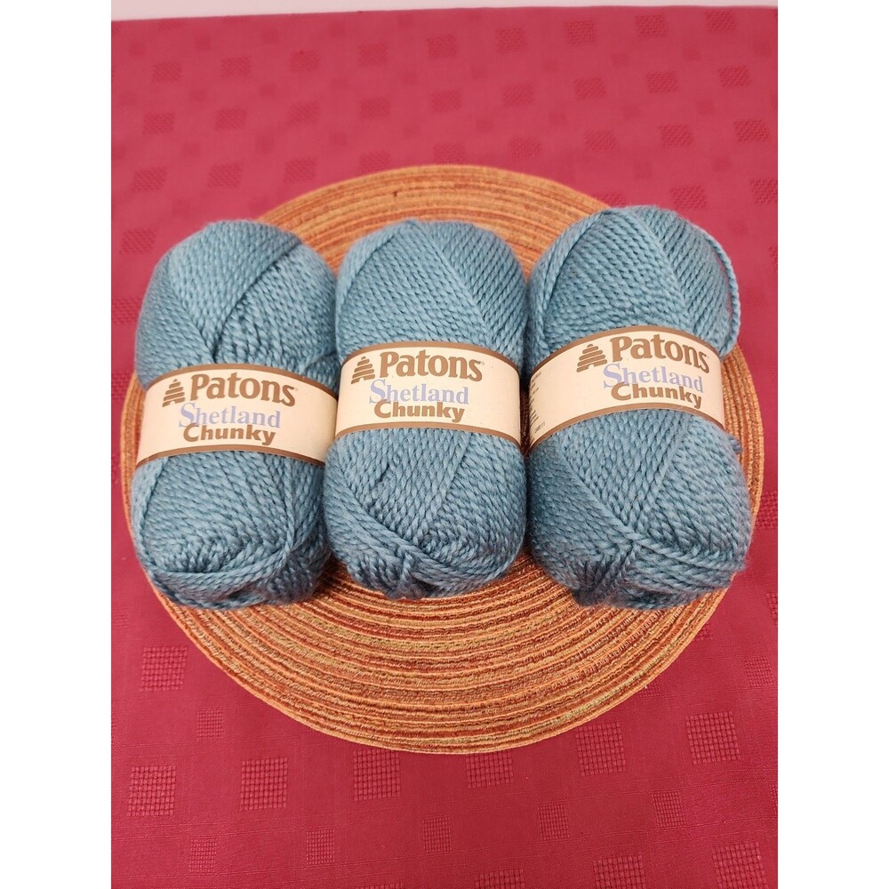 Patons Shetland Chunky Yarn Soft Teal Acrylic/Wool 3.5 Oz. Lot Of 3 #5 Bulky